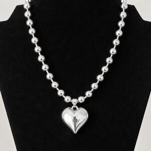 NWT True To Form Large Heart Pendant Necklace Sterling Silver Plated Valentine’s